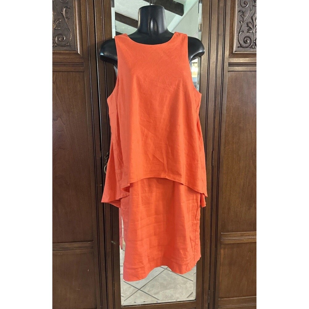 Antonio Melani Orange Tangerine Sleeveless Layered Popover Shift Dress Size 8